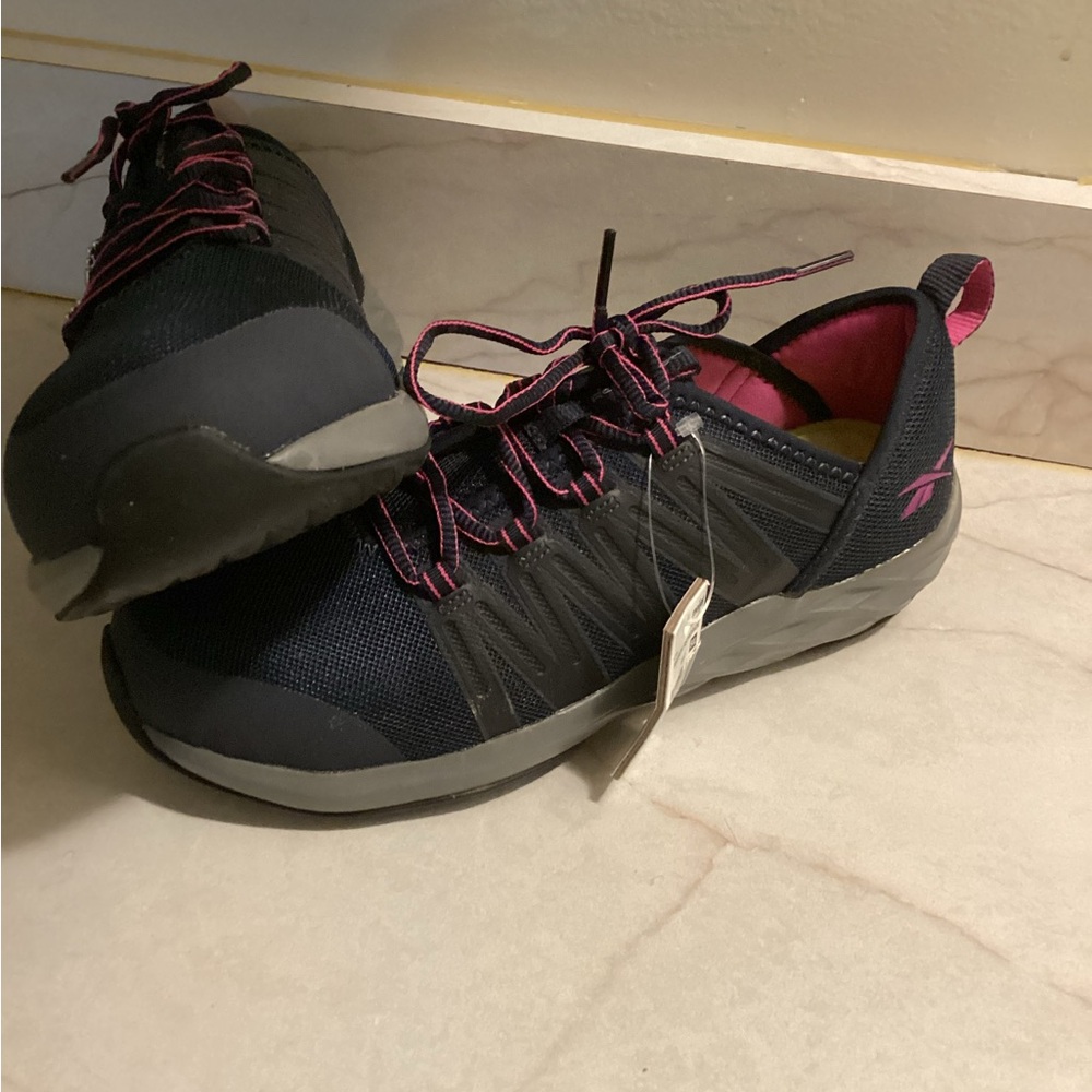 Women's Black and Pink Reebox steel toe, work/Athletic Shoes